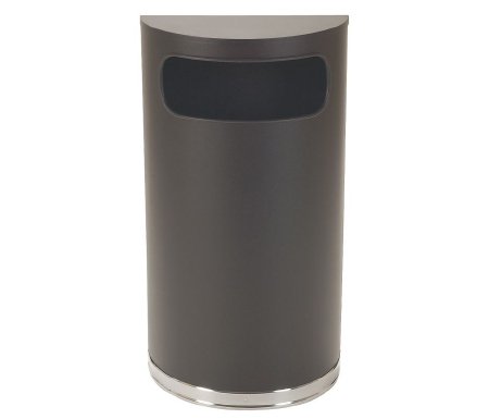Grainger Trash Can Tough Guy 9 gal. Half Round Black Powder Coated Steel Side Opening - Each - 4PGG7-EA