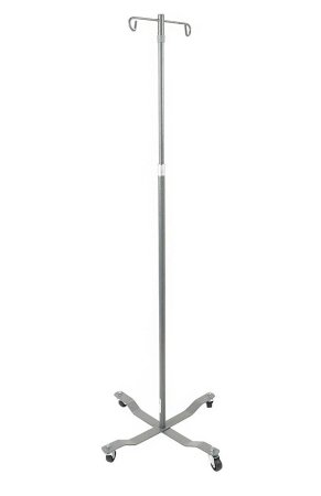 Drive Medical IV Stand 2-Hooks 4-Leg Chrome Plated Steel with Weights - Case of 1 - 13033SV-CS