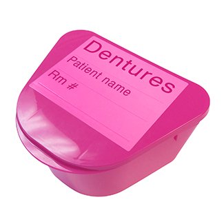 Medegen Medical Products LLC Denture Cup Pink Hinged Lid Single Patient Use - Case of 200 - H980-91-CS