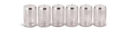 Medline Sundry Jar Glass, Stainless Steel Lid Clear 4.13 Inch Diameter, 7.5 Inch - ST/6 - HCL10426-ST