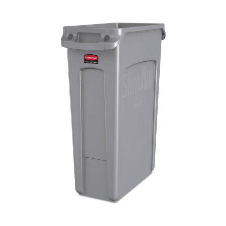 RJ Schinner Co Trash Can Rubbermaid® Slim Jim® 23 gal. Rectangular Gray LLDPE Open Top - Case of 4 - FG354060GRAY-CS