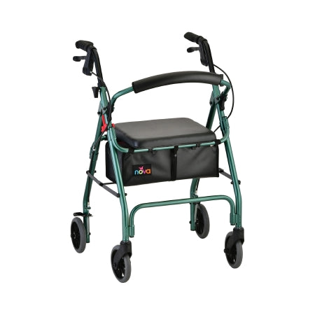 Nova Ortho-Med 4 Wheel Rollator GetGO Classic Green Adjustable Height / Folding Aluminum Frame - Case of 1 - 4202CGN-CS