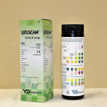 Biosys Labs Reagent Test Strip Uriscan® Bilirubin, Blood, Glucose, Ketones, Leukocytes, Nitrite, pH, Protein, Specific Gravity, Urobilinogen For Uriscan Optima Touch-Screen Urine Analyzer 100 per Bottle - Box of 100 - U62-BX