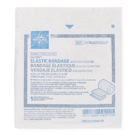 Medline Elastic Bandage Matrix 4 Inch X 10 Yard Double Hook and Loop Closure Natural Sterile Medium Compression - Case of 20 - DYNJ05155LF-CS