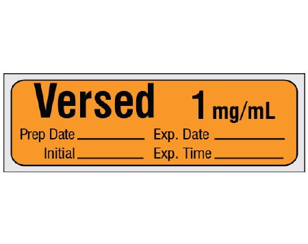 Shamrock Scientific Drug Label Shamrock Anesthesia Label Versed 1mg/mL Prep Date_Exp Date_ Initial_Exp Time_ Orange 1/2 X 1 Inch - Roll of 1 - SA-215-EXP-PRE-RL