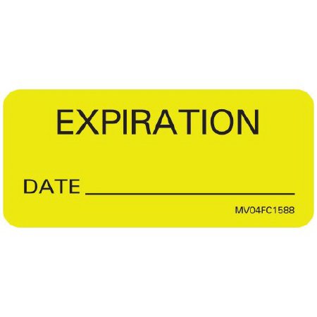 Precision Dynamics Pre-Printed Label MedVision® Auxiliary Label Yellow Paper Expiration Black Quality Control Label 1X 2-1/4 Inch - Roll of 1 - MV04FC1588-RL