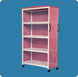 IPU Linen Cart with Cover Standard Line 4 Shelves PVC 3 Inch Twin Casters - Each - VL LC4 L-EA