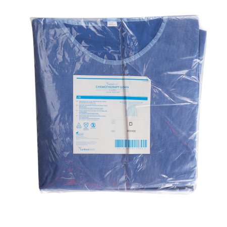 Cardinal Chemotherapy Procedure Gown X-Large Blue NonSterile ASTM F739-12 Disposable - Case of 100 - 8201CG-CS