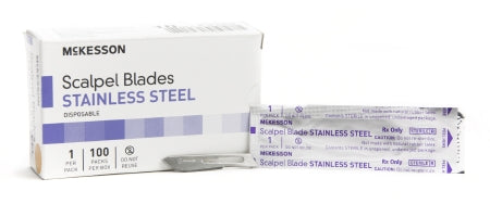 McKesson Surgical Blade McKesson Brand Stainless Steel No. 10 Sterile Disposable Individually Wrapped - Box of 100 - 16-63610-BX