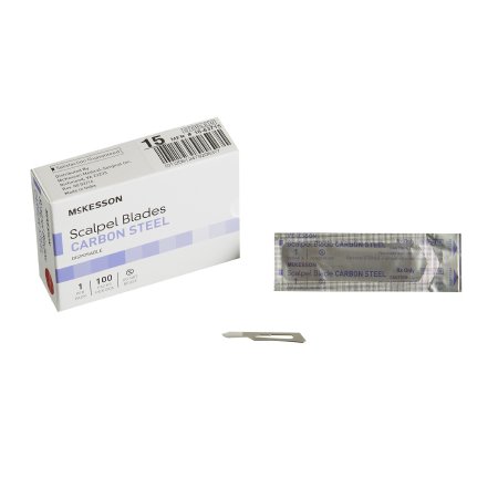 McKesson Surgical Blade McKesson Brand Carbon Steel No. 15 Sterile Disposable Individually Wrapped - Box of 100 - 16-63715-BX