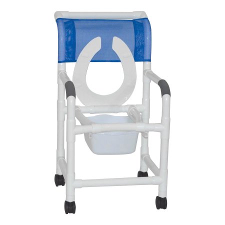 MJM International Shower Chair MJM International Fixed Arms PVC Frame Mesh Backrest with Pushbar 300 lbs. Weight Capacity - Each - 118-3-FLS-SQ-PAIL-EA