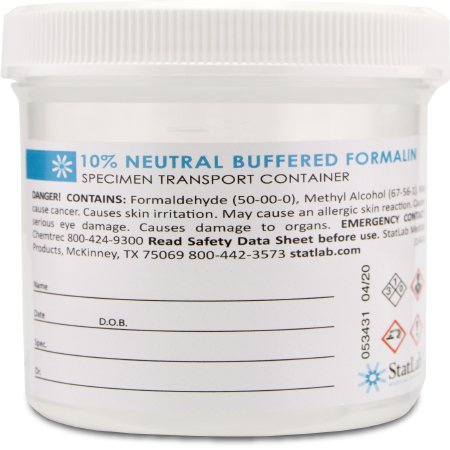 StatLab Medical Products Prefilled Formalin Container 90 mL Fill in 180 mL (6 oz.) Screw Cap Warning Label / Patient Information NonSterile - Case of 50 - NB0690-CS