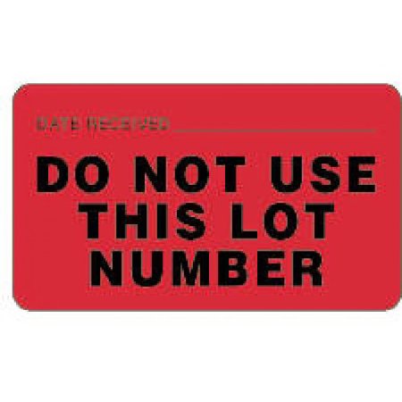 Precision Dynamics Pre-Printed / Write On Label Advisory Label Red Paper Date Received Do Not Use This Lot Number Black Quality Control Label 1-3/4 X 3 Inch - Roll of 1 - 59704155-RL