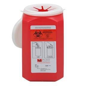 Post Medical Sharps Container Leaktight Red Base Vertical Entry 0.375 Gallon - Case of 40 - SL150-CS