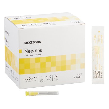 McKesson Hypodermic Needle McKesson 1 Inch Length 20 Gauge Thin Wall Without Safety - Each - 16-N201-EA