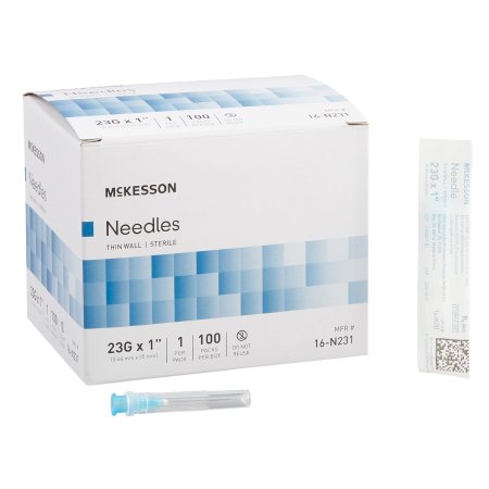 McKesson Hypodermic Needle McKesson 1 Inch Length 23 Gauge Thin Wall Without Safety - Case of 1000 - 16-N231-CS
