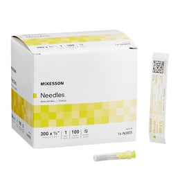 McKesson Hypodermic Needle McKesson 1/2 Inch Length 30 Gauge Regular Wall Without Safety - Box of 100 - 16-N3005-BX