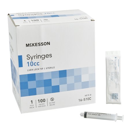 McKesson General Purpose Syringe McKesson Luer Lock Tip Without Safety - Box of 100 - 16-S10C-BX
