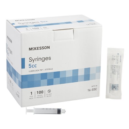 McKesson General Purpose Syringe McKesson Luer Lock Tip Without Safety - Box of 100 - 16-S5C-BX