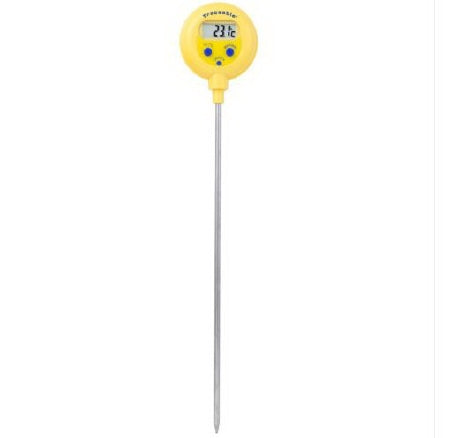 Cole-Parmer Inst. Digital Water-Resistant Thermometer Traceable® Lollipop™ Fahrenheit / Celsius -58° to 572°F (-50° to 300°C) Stainless Steel Probe Pocket Clip Battery Operated - Each - 98768-49-EA