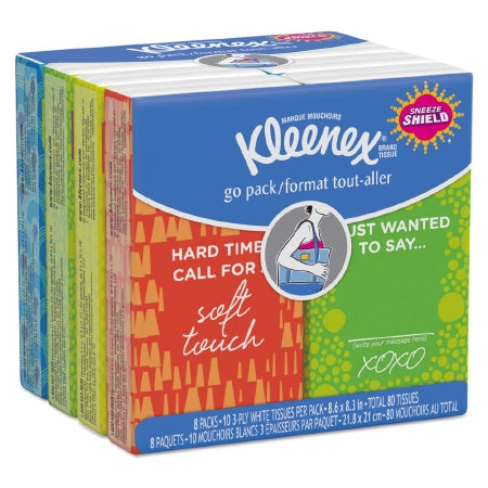 Kimberly Clark Kleenex® Pocket Pack Facial Tissue White 8-3/5 X 8-3/10 Inch 10 Count - Bag of 8 - 46651-BG