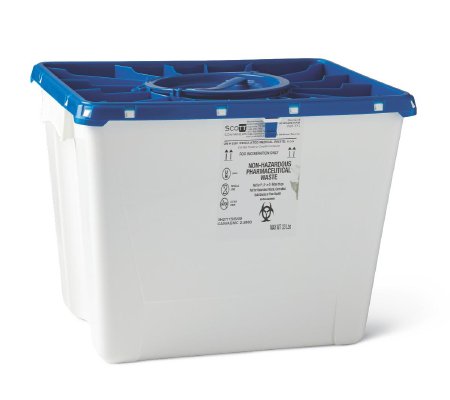 Medline Pharmaceutical Waste Container Medline White Base Vertical Entry 8 Gallon - Case of 9 - MDS707308-CS