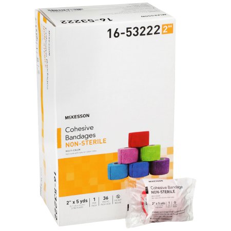 McKesson Cohesive Bandage McKesson 2 Inch X 5 Yard Self-Adherent Closure Purple / Pink / Green / Light Blue / Royal Blue / Red NonSterile Standard Compression - Each - 16-53222-EA