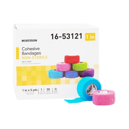 McKesson Cohesive Bandage McKesson 1 Inch X 5 Yard Self-Adherent Closure Purple / Pink / Green / Light Blue / Royal Blue / Red NonSterile Standard Compression - Each - 16-53121-EA