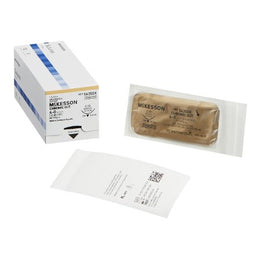 McKesson Absorbable Suture with Needle McKesson Chromic Gut C-13 3/8 Circle Reverse Cutting Needle Size 4 - 0 - Box of 1 - S635GX-BX