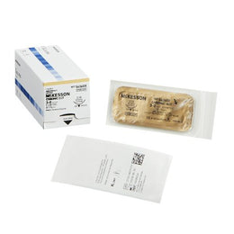 McKesson Absorbable Suture with Needle McKesson Chromic Gut C-13 3/8 Circle Reverse Cutting Needle Size 3 - 0 - Box of 1 - S636GX-BX