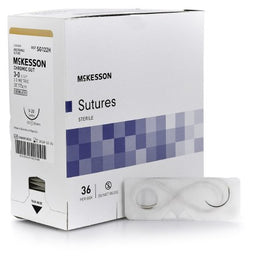 McKesson Absorbable Suture with Needle McKesson Chromic Gut V-20 1/2 Circle Taper Point Needle Size 3 - 0 - Box of 1 - SG122H-BX