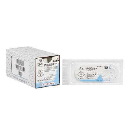 McKesson Nonabsorbable Suture with Needle McKesson Polypropylene C-13 3/8 Circle Reverse Cutting Needle Size 3 - 0 Monofilament - Box of 1 - S8665G-BX