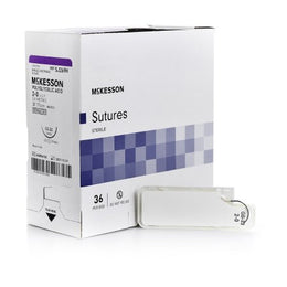 McKesson Absorbable Suture with Needle McKesson Polyglycolic Acid GS -22 1/2 Circle Taper Point Needle Size 2 - 0 Braided - Box of 1 - SJ269H-BX