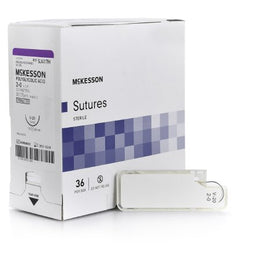 McKesson Absorbable Suture with Needle McKesson Polyglycolic Acid V-20 1/2 Circle Taper Point Needle Size 2 - 0 Braided - Box of 1 - SJ417H-BX
