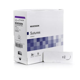 McKesson Absorbable Suture with Needle McKesson Polyglycolic Acid P-12 3/8 Circle Precision Reverse Cutting Needle Size 5 - 0 Braided - Box of 1 - SJ421GX-BX