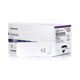 McKesson Absorbable Suture with Needle McKesson Polyglycolic Acid P-13 3/8 Circle Precision Reverse Cutting Needle Size 6 - 0 Braided - Box of 1 - SJ492GX-BX