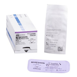 McKesson Absorbable Suture with Needle McKesson Polyglycolic Acid P-13 3/8 Circle Precision Reverse Cutting Needle Size 5 - 0 Braided - Box of 1 - SJ493GX-BX