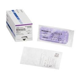 McKesson Absorbable Suture with Needle McKesson Polyglycolic Acid P-13 3/8 Circle Precision Reverse Cutting Needle Size 4 - 0 Braided - Box of 1 - SJ494GX-BX