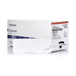McKesson Absorbable Suture with Needle McKesson Polyglycolic Acid / PCL P-12 3/8 Circle Precision Reverse Cutting Needle Size 3 - 0 Monofilament - Box of 1 - SY427H-BX