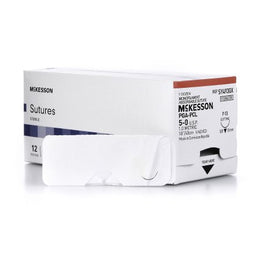 McKesson Absorbable Suture with Needle McKesson Polyglycolic Acid / PCL P-13 3/8 Circle Precision Reverse Cutting Needle Size 5 - 0 Monofilament - Box of 1 - SY493GX-BX