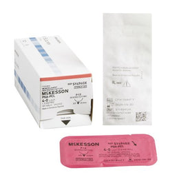 McKesson Absorbable Suture with Needle McKesson Polyglycolic Acid / PCL P-13 3/8 Circle Precision Reverse Cutting Needle Size 4 - 0 Monofilament - Box of 1 - SY494GX-BX