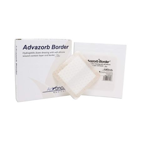 Mediusa Foam Dressing Advazorb Border® 6 X 6 Inch With Border Waterproof Backing Silicone Face and Border Square Sterile - Box of 10 - CR4193-BX