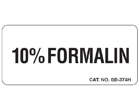 Shamrock Scientific Pre-Printed Label Shamrock Laboratory Use White Paper 10% FORMALIN Black Caution 1 X 2-1/4 Inch - Roll of 1 - SB-374H-RL