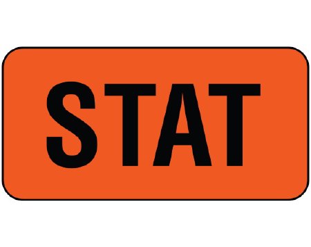 Shamrock Scientific Pre-Printed Label Shamrock Advisory Label Red Vinyl STAT Black Alert Label 3/4 X 1-1/2 Inch - Roll of 1 - UPCR-3005-RL