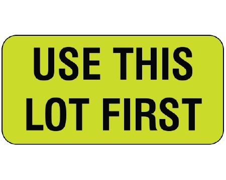 Shamrock Scientific Pre-Printed Label Shamrock Advisory Label Chartreuse Vac USE THIS / LOT FIRST Black Quality Control Label 3/4 X 1-1/2 Inch - Roll of 1 - UPCR-3023-RL