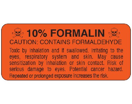 Shamrock Scientific Pre-Printed Label Shamrock Warning Label Orange 10% FORMALIN Black Biohazard 1 X 2-1/4 Inch - Roll of 1 - UPCR-6046-RL
