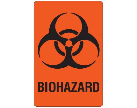 Shamrock Scientific Pre-Printed Label Shamrock Warning Label Orange Cardstock Biohazard / Symbol Black Biohazard 2-1/4 X 3-1/2 Inch - Roll of 1 - UPCR-9903-RL