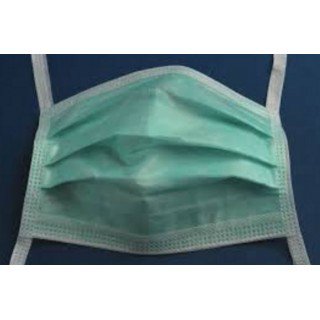 Cardinal Surgical Mask Cardinal Health™ Anti-fog Adhesive Pleated Tie Closure One Size Fits Most Green NonSterile ASTM Level 1 Adult - Case of 300 - AT73835-CS