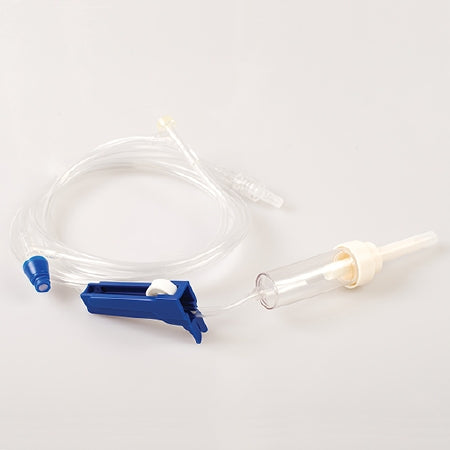 MedSource International Primary IV Administration Set MedSource Gravity 2 Ports 10 Drops / mL Drip Rate Without Filter 83 Inch Tubing - Case of 50 - MS-83110-CS