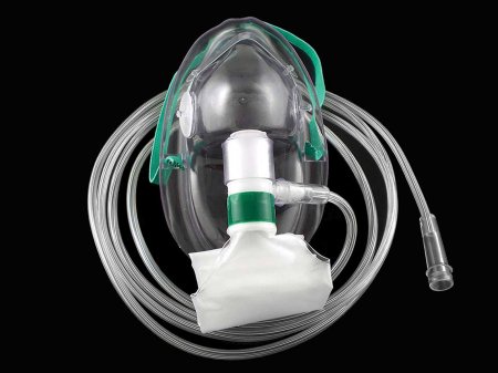 MedSource International NonRebreather Oxygen Mask MTR Elongated Style Adult One Size Fits Most Adjustable Head Strap / Nose Clip - Case of 50 - MS-25059-CS